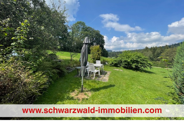 Rettich 111179 704×470 Garten mit Sonneschirm unter blauem Himmel